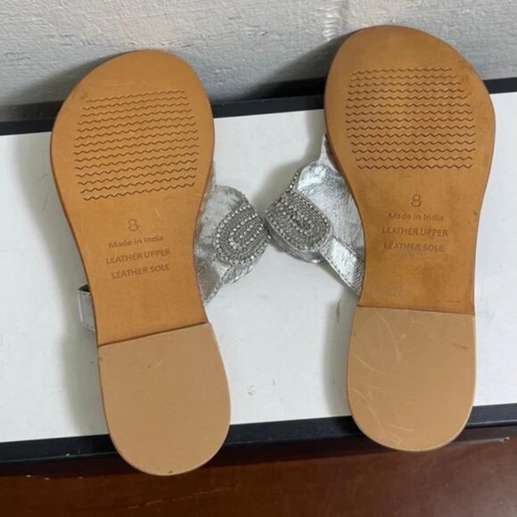 Matisse Leather Silver Rhinestone Sandals Thong Slip On Women's Size 8 US - Picture 9 of 10